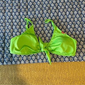 Doll & Co Swimwear, Neon Green, Tie-Front Bikini Top, Large